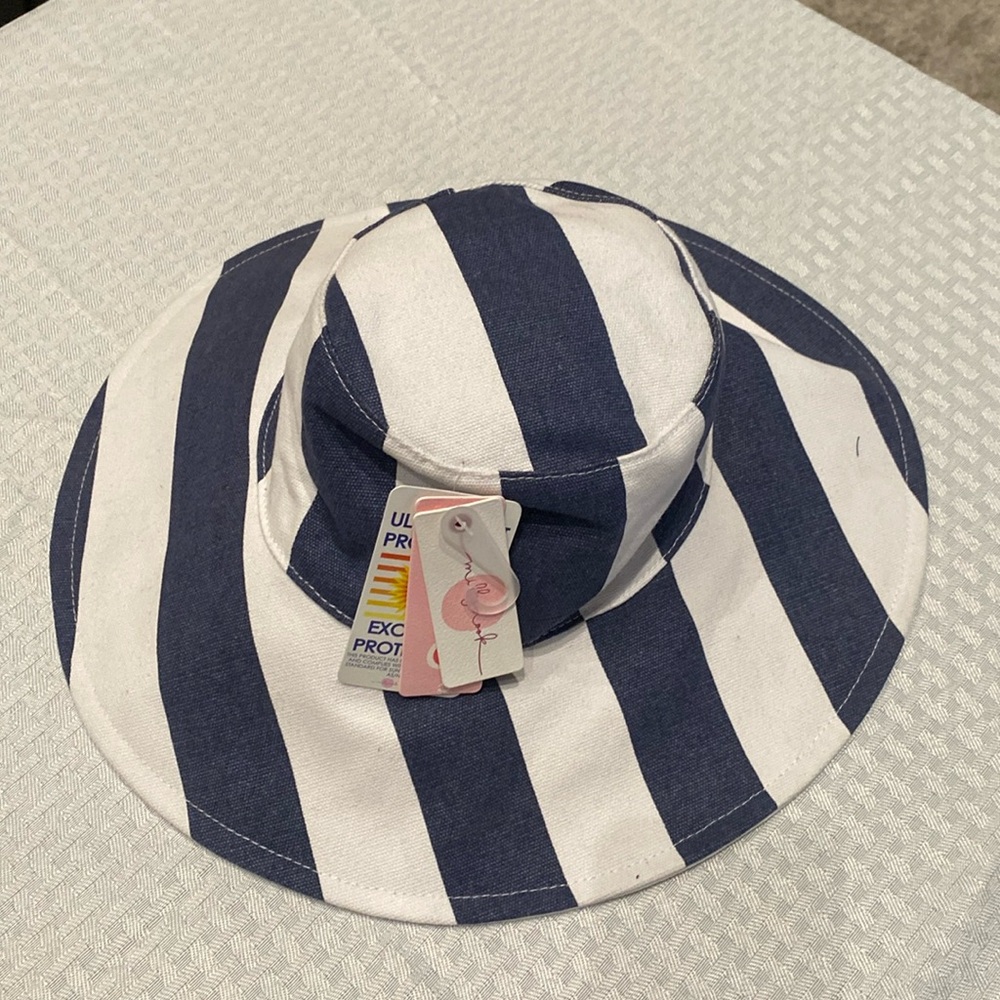 Milly Mook girls navy/white wide brim hope sun hat